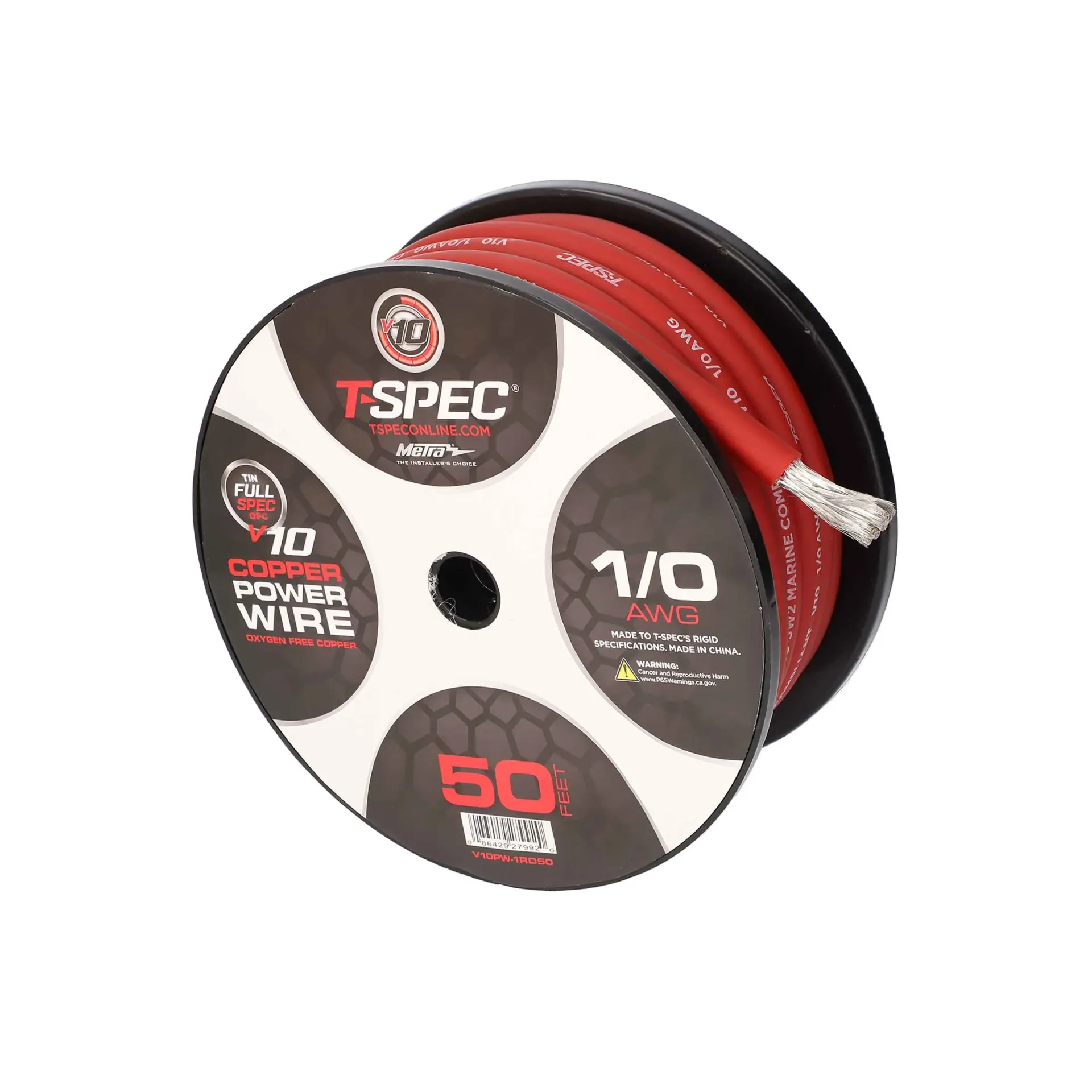 [1-0 AWG 50FT MATTE RED OFC POWER WIRE - v10 SERIES] V10PW-1RD50
