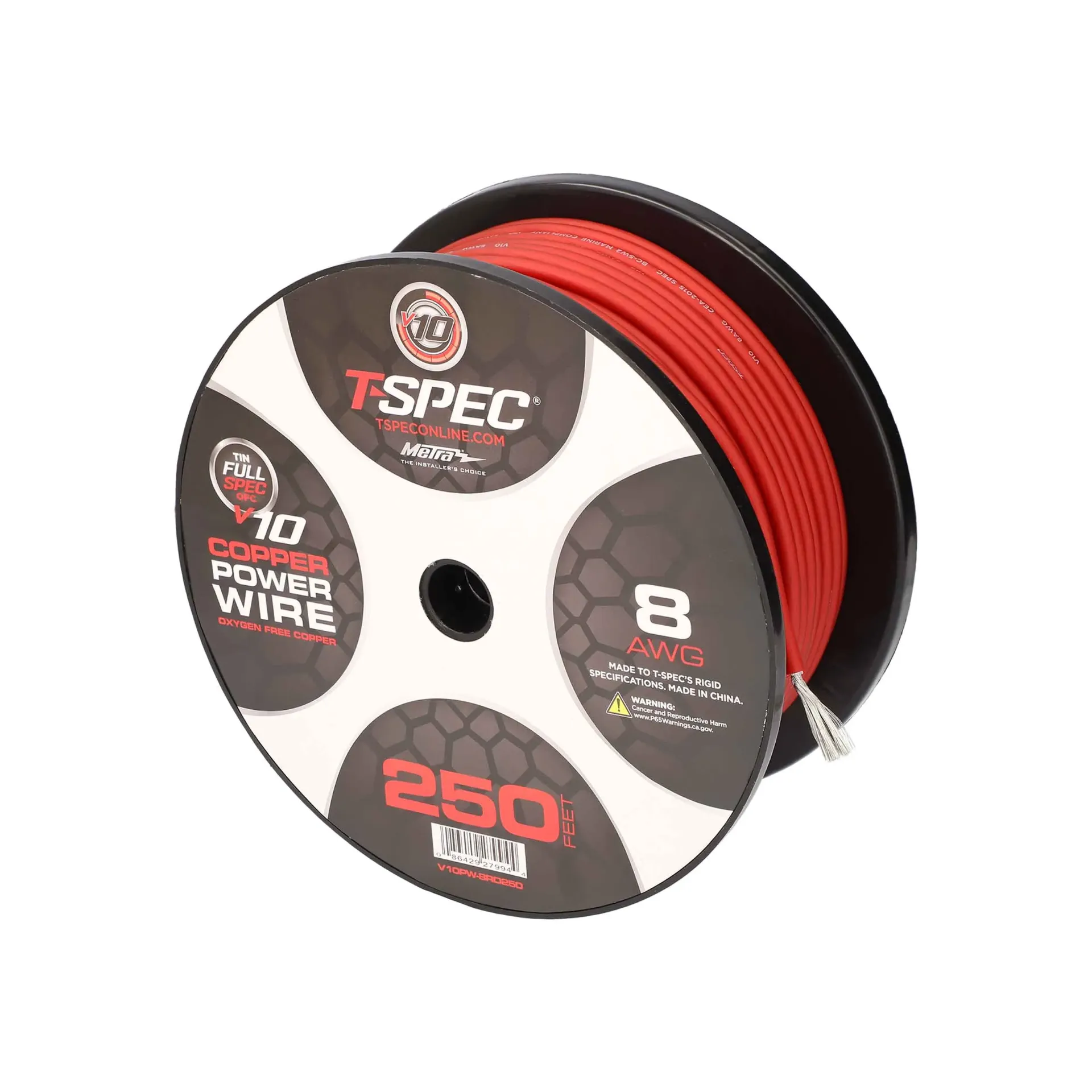 [8 AWG 250FT MATTE RED OFC POWER WIRE - v10 SERIES] V10PW-8RD250