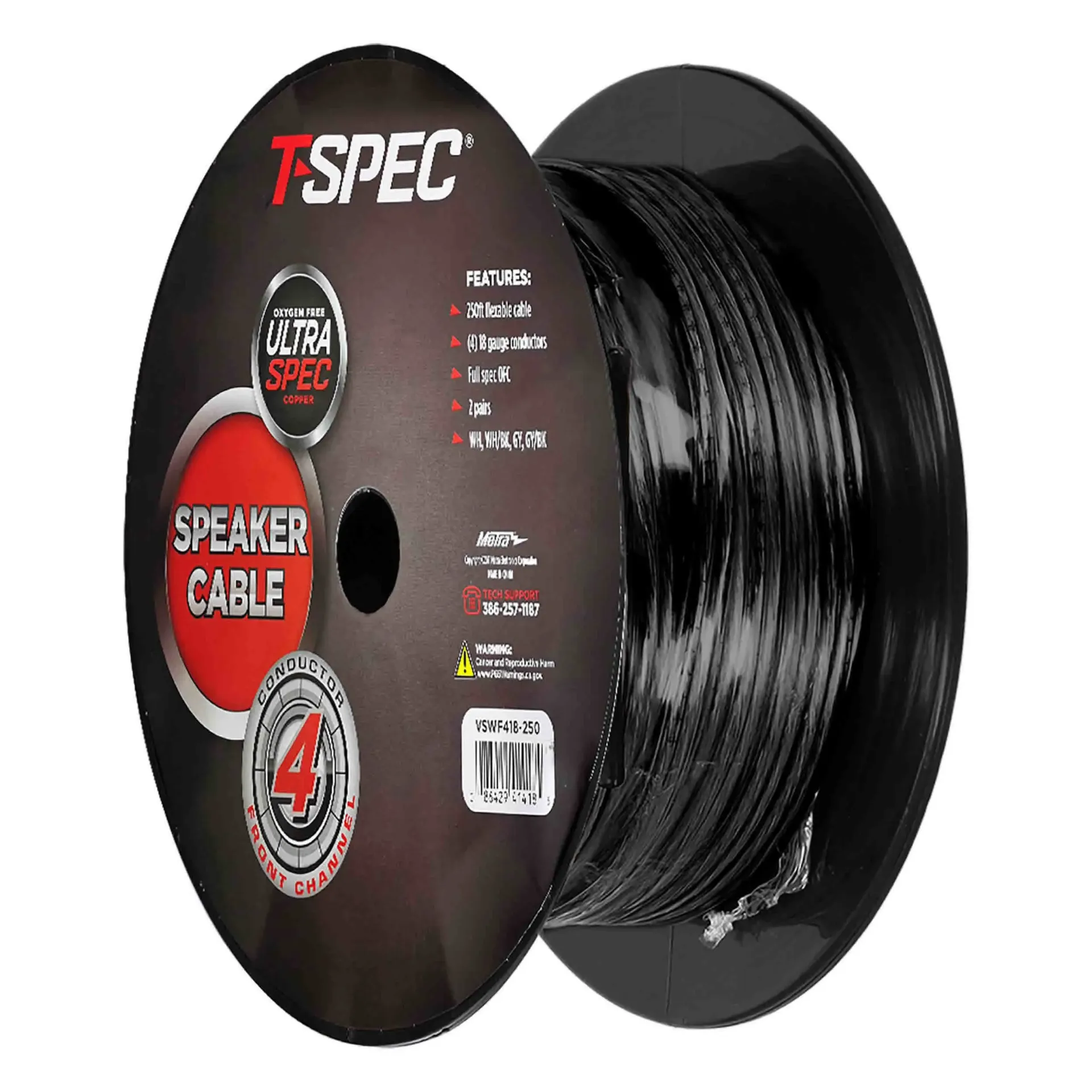 [4 conductor 18 gauge front channel speaker wire] VSWF418-250