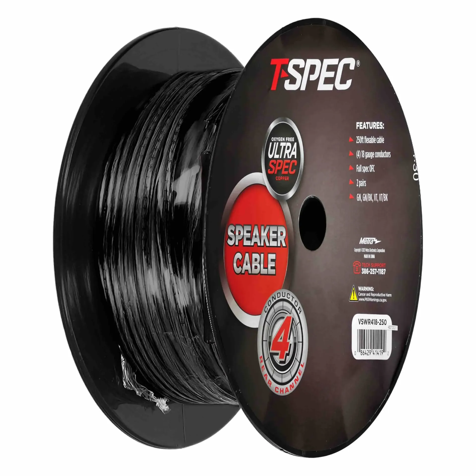 [4 conductor 18 gauge rear channel speaker wire] VSWR418-250