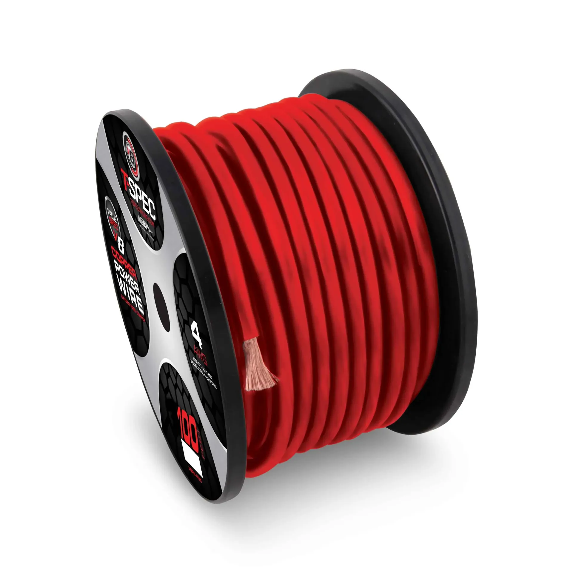 [4 AWG 100FT RED OFC POWER WIRE - v8GT SERIES] V8GT4R-100