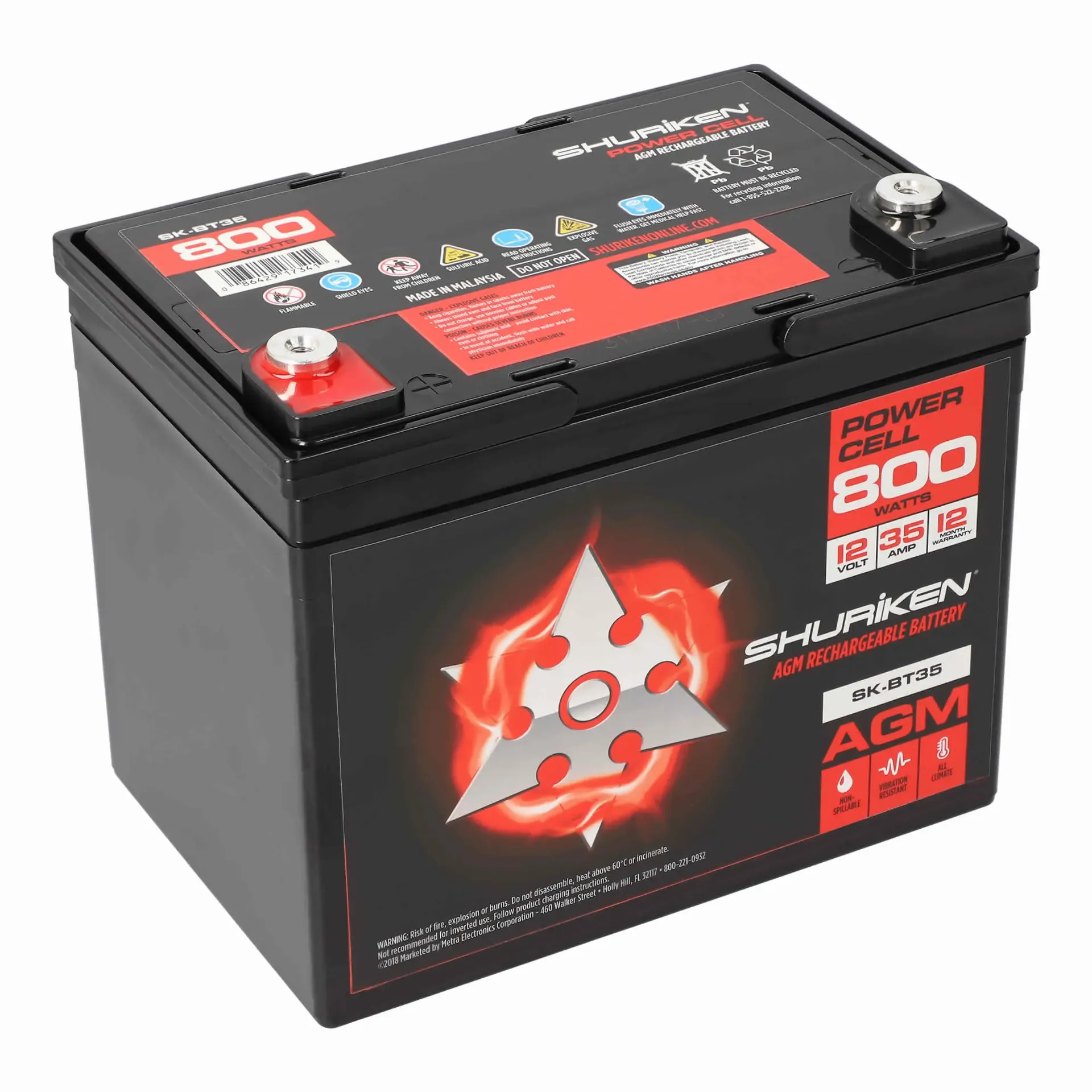 [800W 35AMP Hours Compact Size AGM 12V Battery] SK-BT35