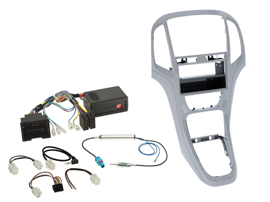 [2-DIN Kit with pocket Opel Astra J 2009-2018 silver SWC] 611230-23-3