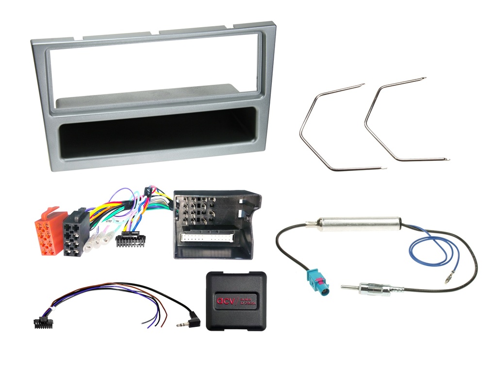 [1-DIN Kit with pocket Opel matt-chrome SWC CAN Bus/antenna] 611230-26-7