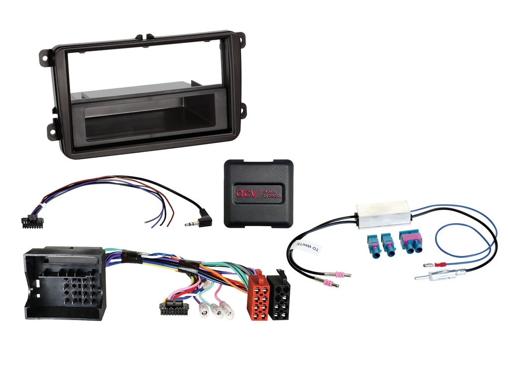 [2-ISO Kit with pocket Seat/Skoda/VW vehicles SWC/antenna DIN] 611320-10-1