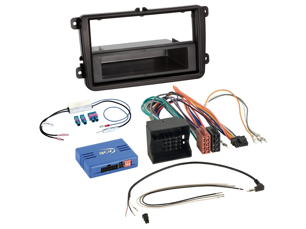 [2-ISO Kit with pocket Seat/Skoda/VW vehicles SWC/antenna DIN] 611320-10-3