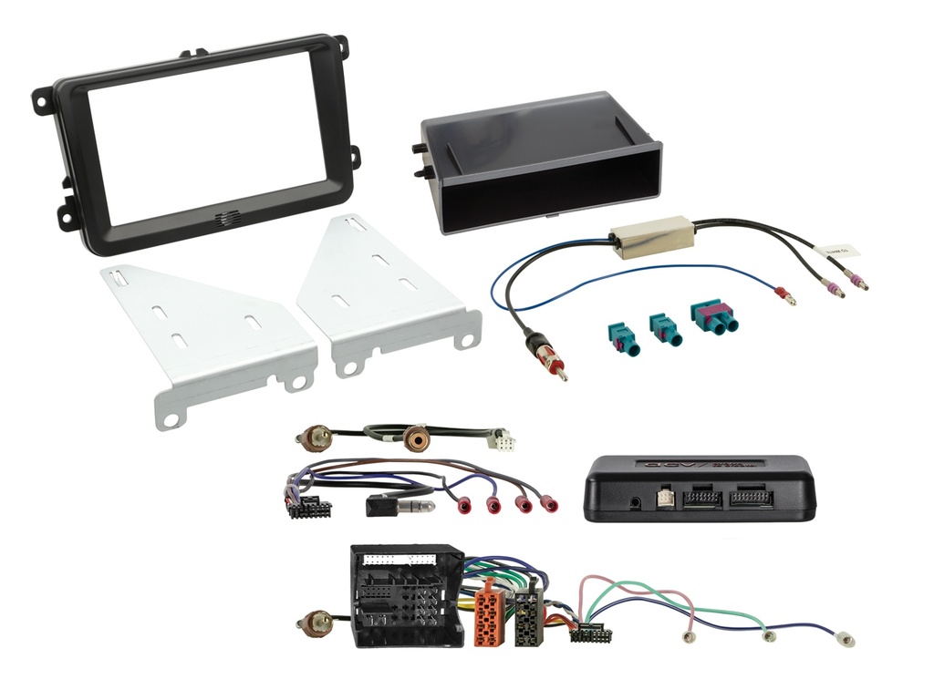 [2-DIN Kit with pocket Skoda/VW black 52Pin i-dapter] 611320-30-6