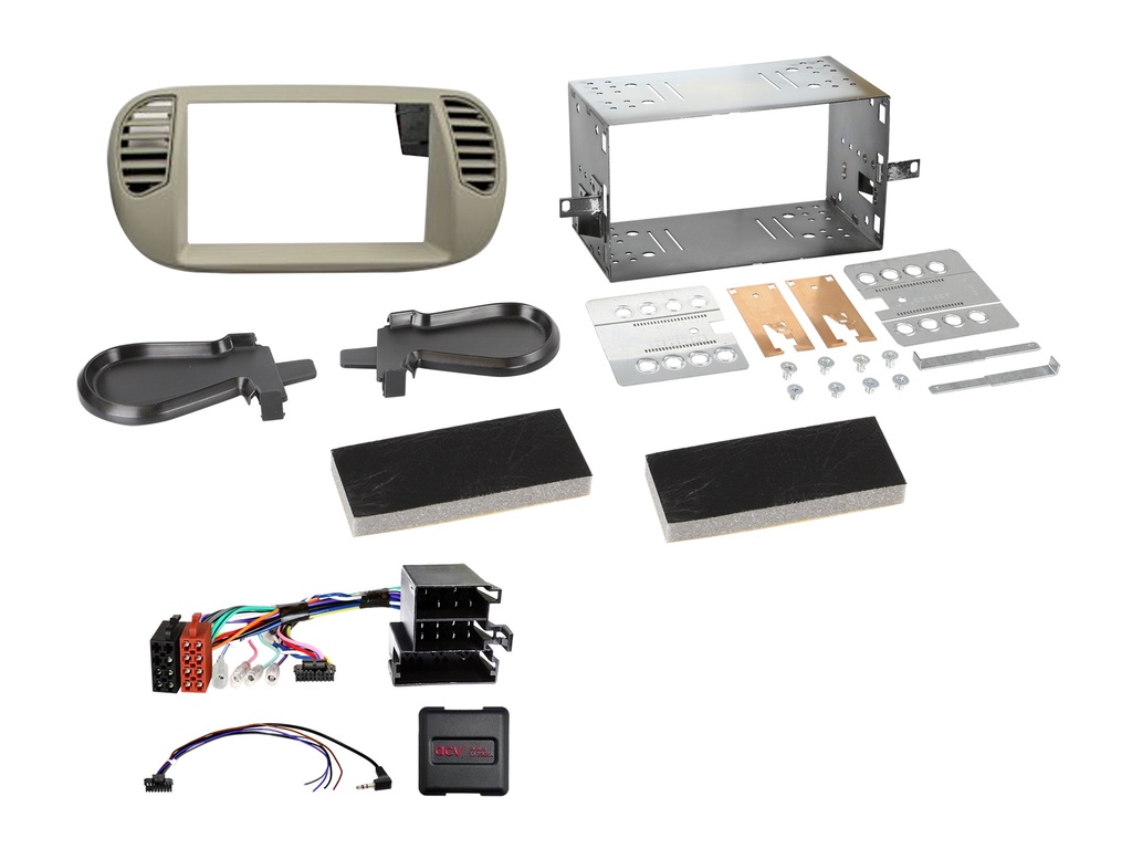 [2-DIN Kit Fiat 500 10/2007-07/2015 SWC pearl grey] 621094-23-1