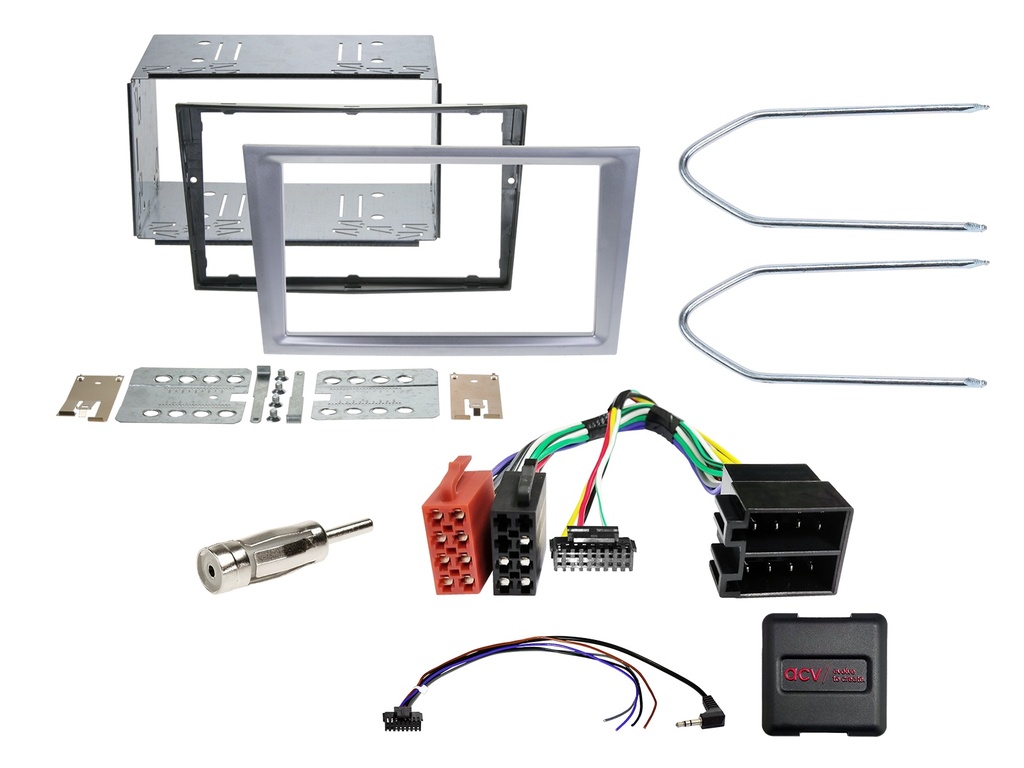 [2-DIN Kit Opel vehicles matt chrome SWC analogue/antenna] 621230-26-3