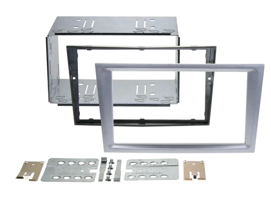 [2-DIN facia plate Opel/Renault/Subaru/Suzuki matt-chrome] 381230-26-3